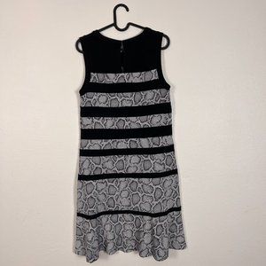 Michael Michael Kors Womens Black Gray Snakeskin Shift Dress Flounce Hem Size M